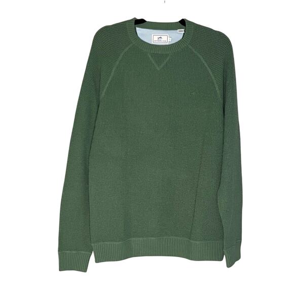 Southern Tide Green Waffle Knit Crewneck Sweater Wool & Cashmere Blend Size M - Picture 1 of 5